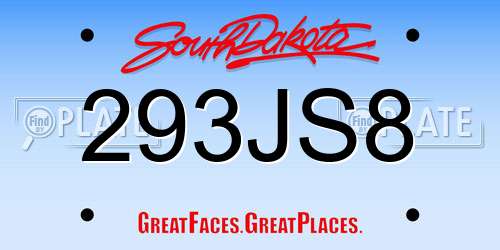 293JS8 South Dakota License Plate