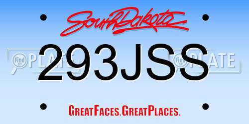 293JSS South Dakota License Plate