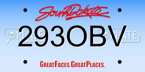 293OBV South Dakota License Plate