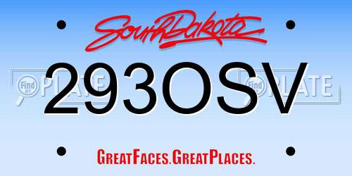 293OSV South Dakota License Plate