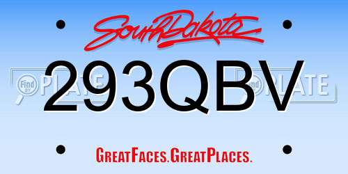 293QBV South Dakota License Plate