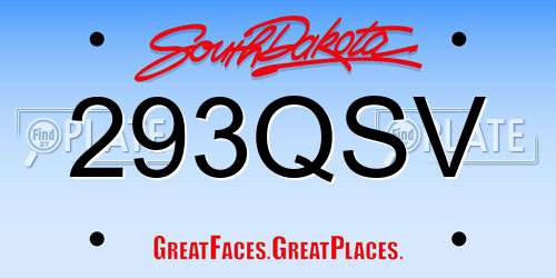 293QSV South Dakota License Plate