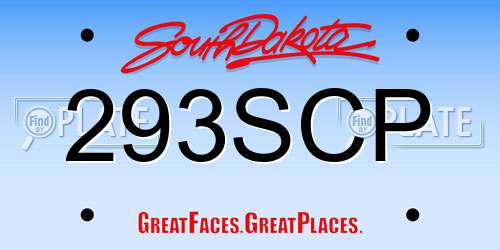 293SCP South Dakota License Plate