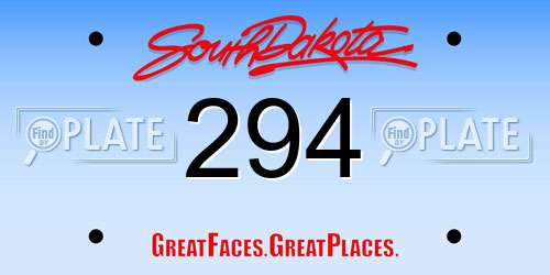 294 South Dakota License Plate