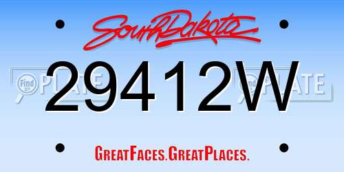 29412W South Dakota License Plate