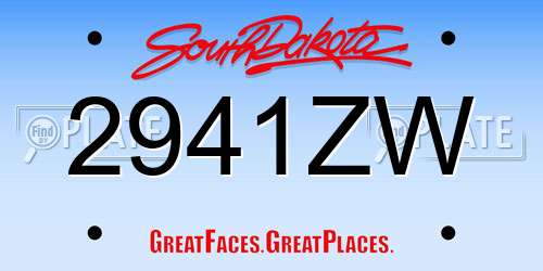 2941ZW South Dakota License Plate