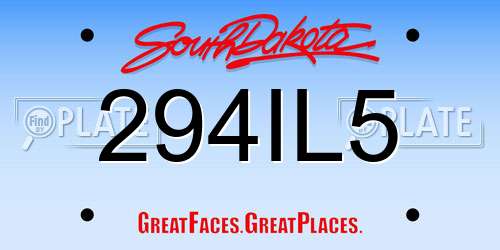 294IL5 South Dakota License Plate