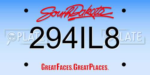 294IL8 South Dakota License Plate