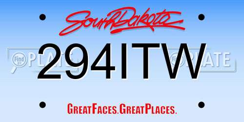 294ITW South Dakota License Plate