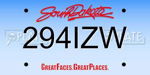 294IZW South Dakota License Plate