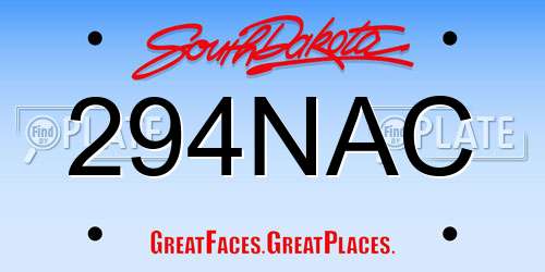 294NAC South Dakota License Plate