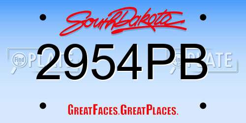 2954PB South Dakota License Plate