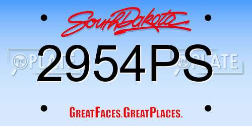 2954PS South Dakota License Plate