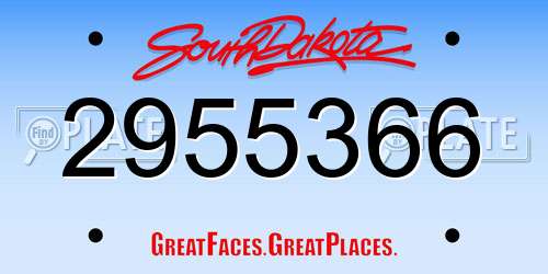 2955366 South Dakota License Plate
