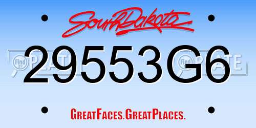 29553G6 South Dakota License Plate