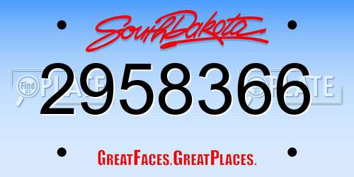 2958366 South Dakota License Plate