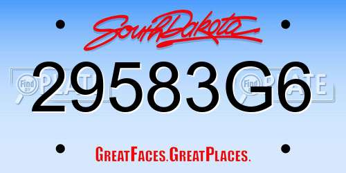29583G6 South Dakota License Plate