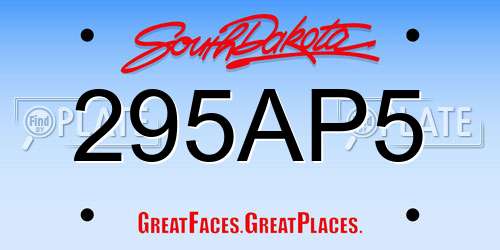 295AP5 South Dakota License Plate