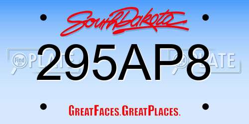 295AP8 South Dakota License Plate