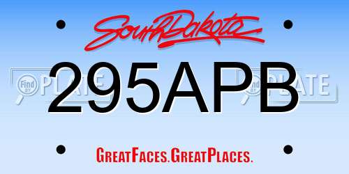 295APB South Dakota License Plate