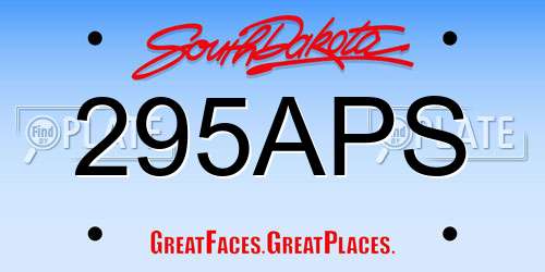 295APS South Dakota License Plate