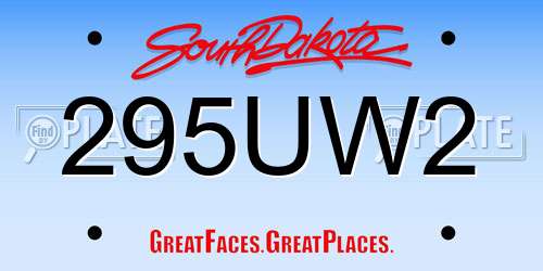 295UW2 South Dakota License Plate