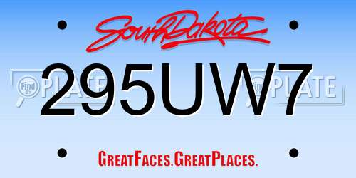 295UW7 South Dakota License Plate