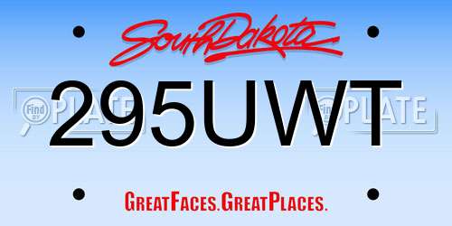 295UWT South Dakota License Plate