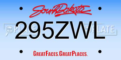 295ZWL South Dakota License Plate