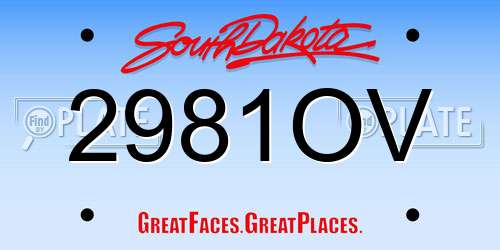 2981OV South Dakota License Plate