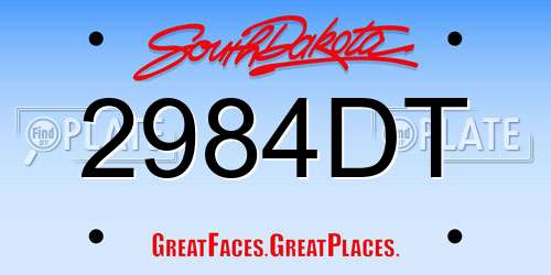 2984DT South Dakota License Plate