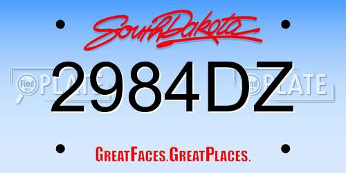 2984DZ South Dakota License Plate