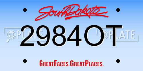 2984OT South Dakota License Plate