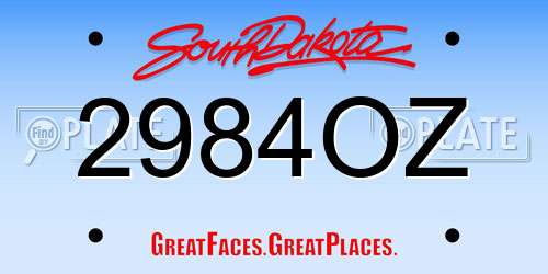 2984OZ South Dakota License Plate
