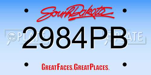 2984PB South Dakota License Plate