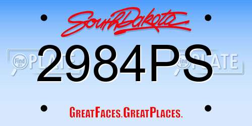 2984PS South Dakota License Plate