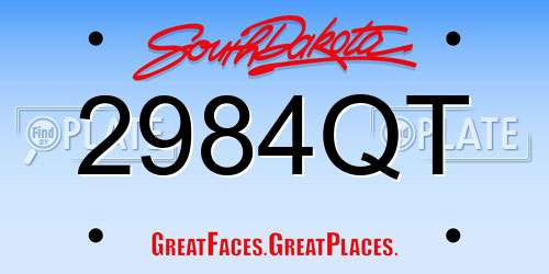 2984QT South Dakota License Plate