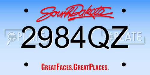 2984QZ South Dakota License Plate