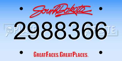 2988366 South Dakota License Plate