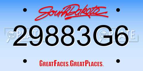 29883G6 South Dakota License Plate