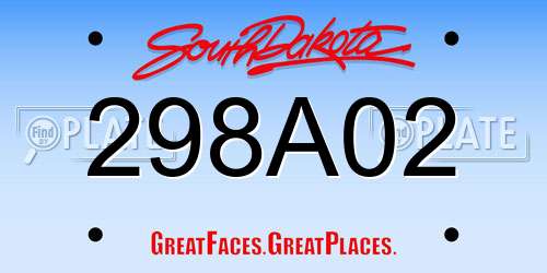 298A02 South Dakota License Plate