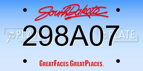 298A07 South Dakota License Plate