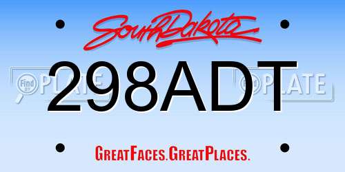 298ADT South Dakota License Plate