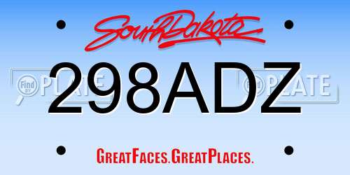 298ADZ South Dakota License Plate