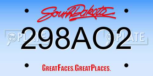 298AO2 South Dakota License Plate