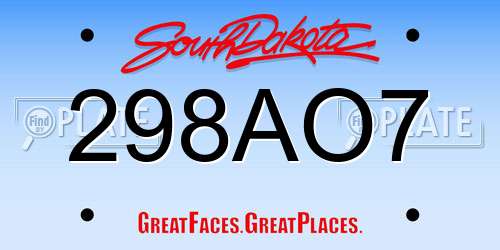 298AO7 South Dakota License Plate