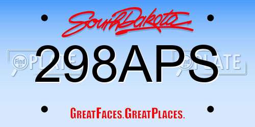 298APS South Dakota License Plate