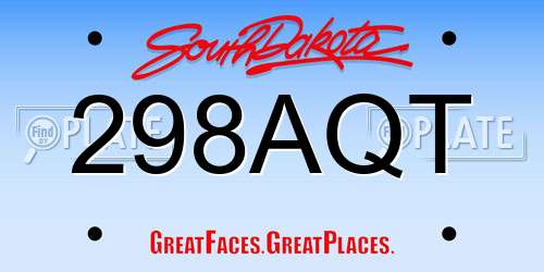 298AQT South Dakota License Plate