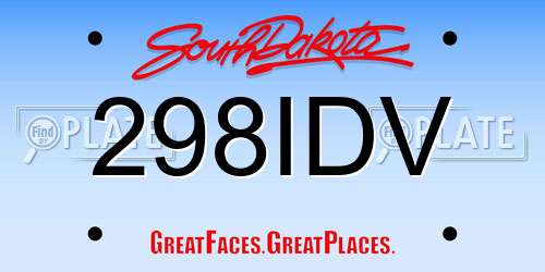 298IDV South Dakota License Plate