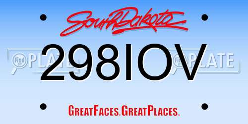 298IOV South Dakota License Plate